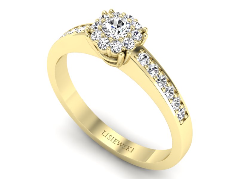 Złoty pierścionek z brylantami żółte złoto - p16030z — zdjęcie 3