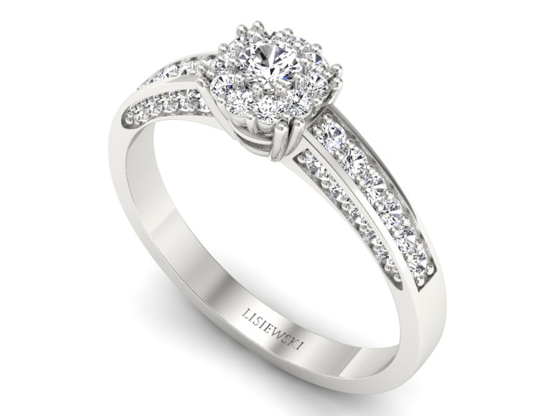 Pierścionek zaręczynowy z brylantami białe złoto - p16031b — zdjęcie 3