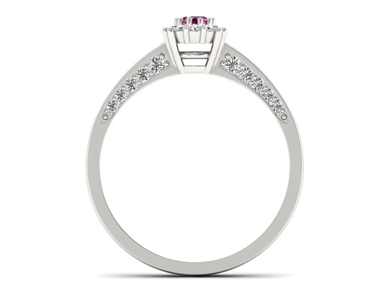 Pierścionek z rubinem i brylantami białe złoto - p16031br — zdjęcie 2