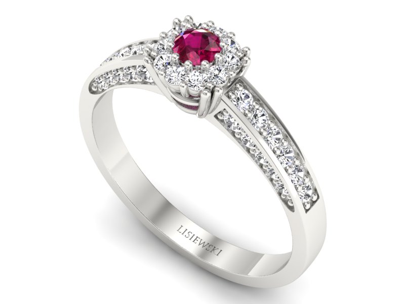 Pierścionek z rubinem i brylantami białe złoto - p16031br — zdjęcie 3