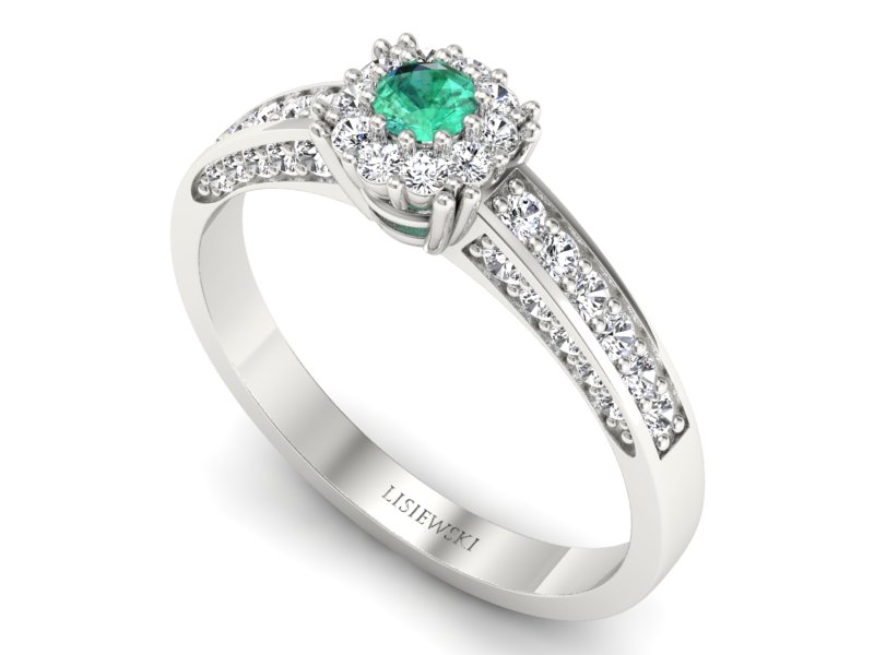 Złoty pierścionek ze szmaragdem i brylantami - p16031bsm — zdjęcie 3