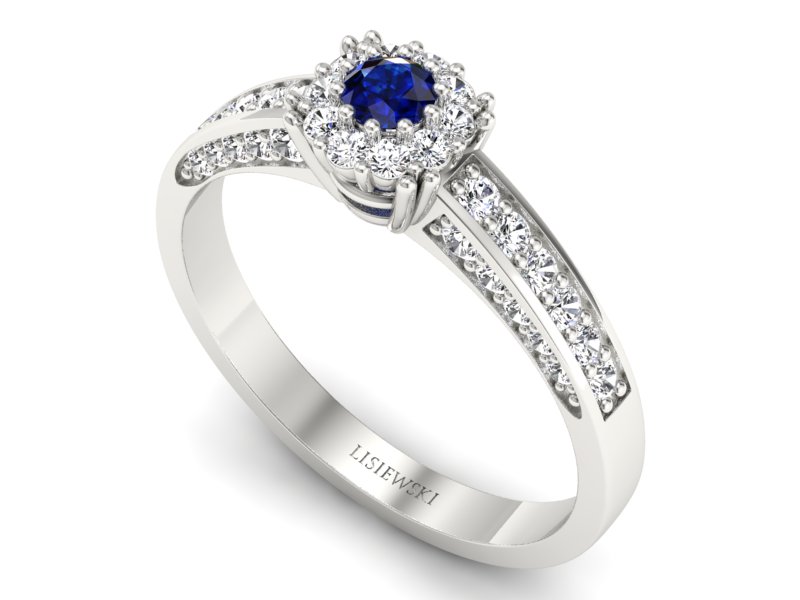 Pierścionek z szafirem i brylantami białe złoto - p16031bsz — zdjęcie 3