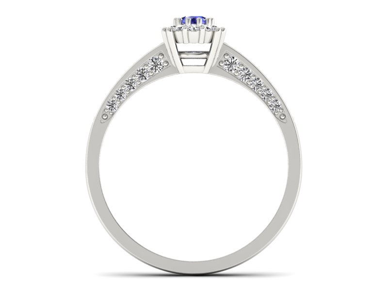 Pierścionek z szafirem i brylantami białe złoto - p16031bszc — zdjęcie 2