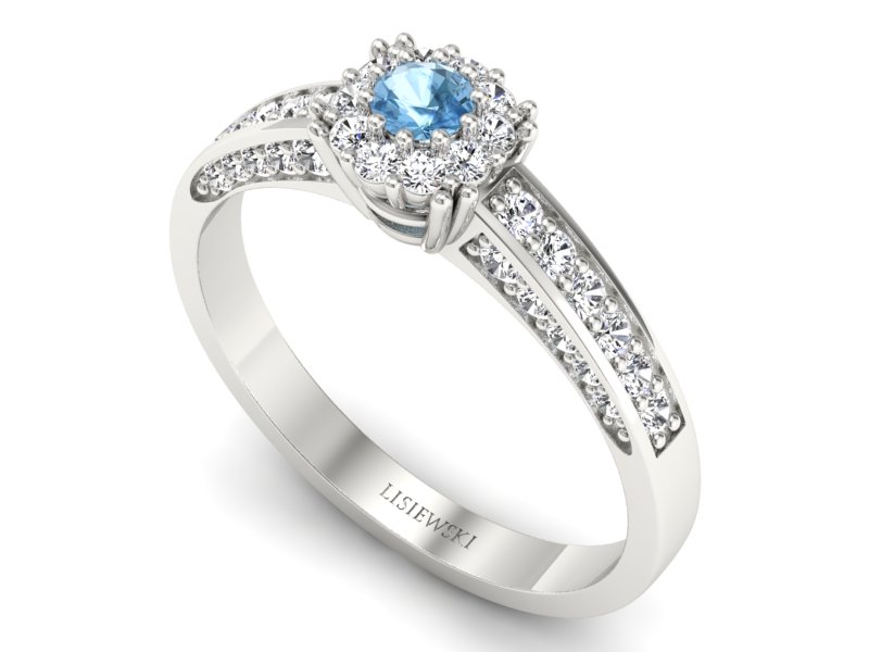 Pierścionek z topazem i brylantami białe złoto - p16031btp — zdjęcie 3