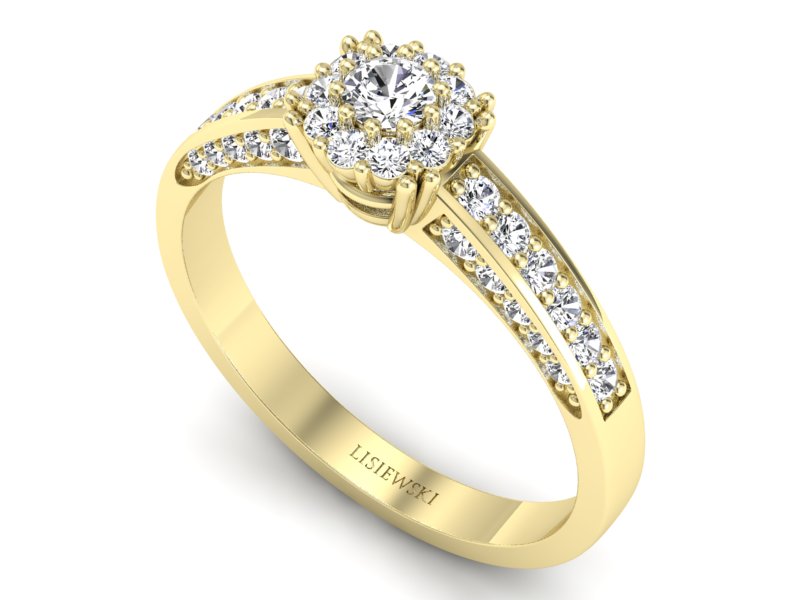 Złoty pierścionek z brylantami żółte złoto - p16031z — zdjęcie 3