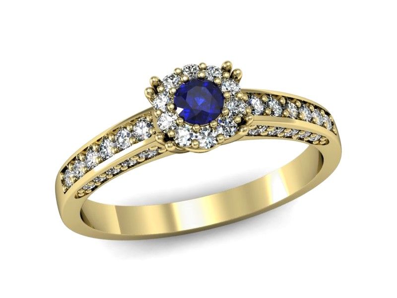 Złoty pierścionek z szafirem i diamentami złoto proba 585 - p16031zszc