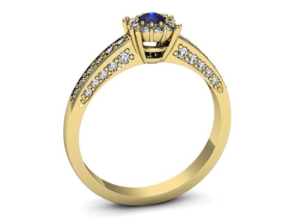 Złoty pierścionek z szafirem i diamentami - p16031zszc