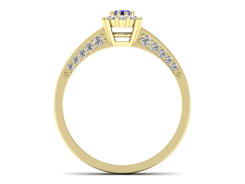 Złoty pierścionek z szafirem i diamentami - p16031zszc — zdjęcie 2