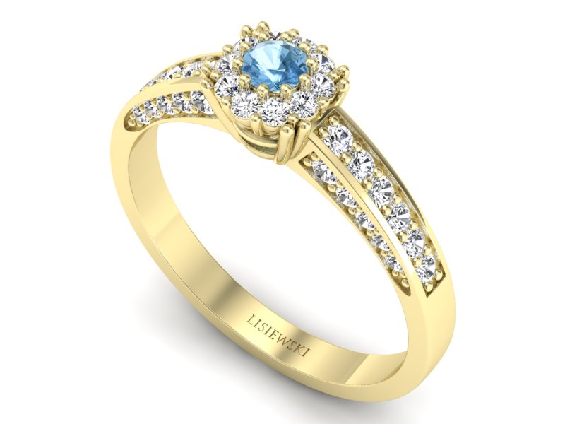 Pierścionek z topazem i brylantami żółte złoto - p16031ztp — zdjęcie 3