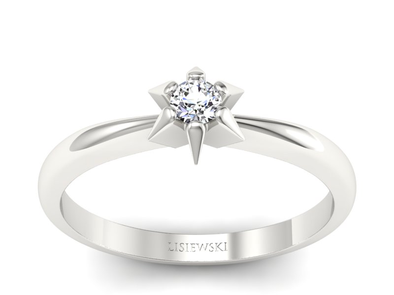 Złoty pierścionek z brylantem białe złoto - p16032b