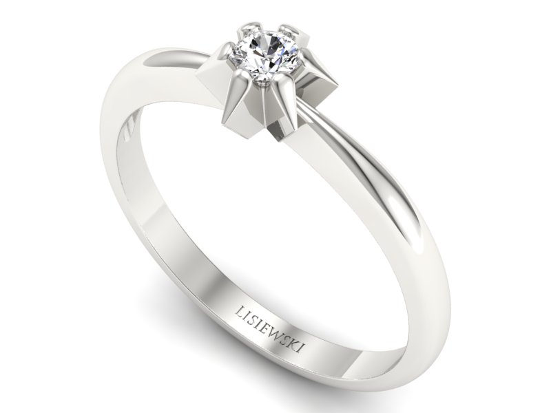 Złoty pierścionek z brylantem białe złoto - p16032b_Si — zdjęcie 3