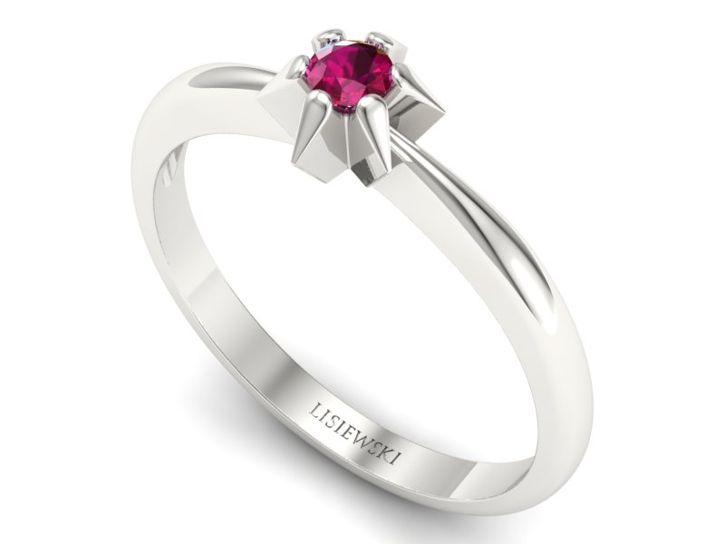 Złoty pierścionek z rubinem białe złoto - p16032br — zdjęcie 3