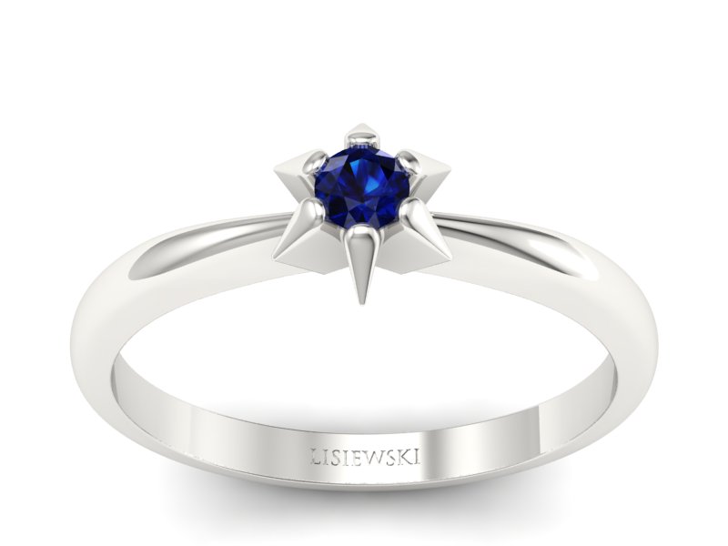 Pierścionek zaręczynowy z szafirem białe złoto - p16032bsz