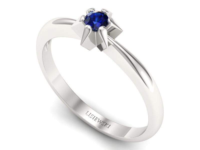 Pierścionek zaręczynowy z szafirem białe złoto - p16032bsz — zdjęcie 3