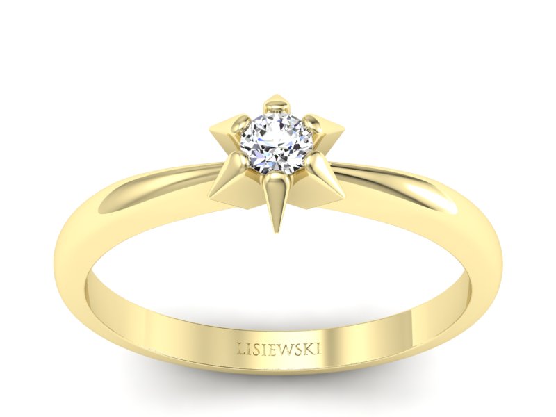 Złoty pierścionek z brylantem żółte złoto - p16032z