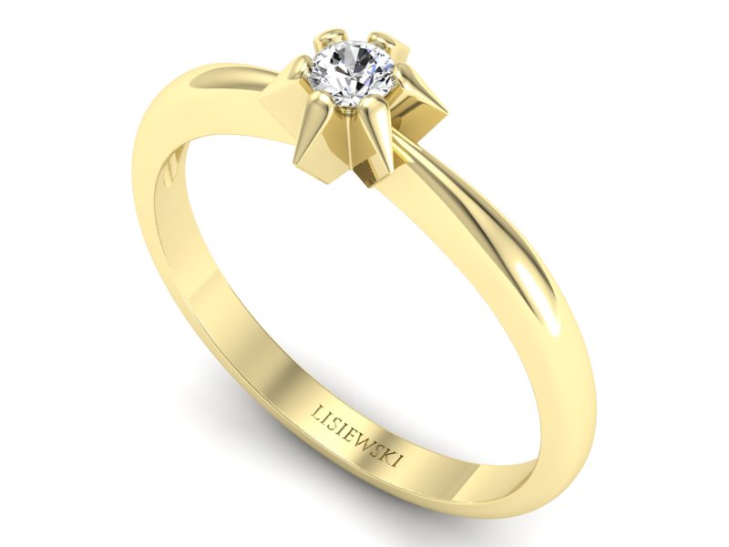 Złoty pierścionek z brylantem żółte złoto - p16032z — zdjęcie 3