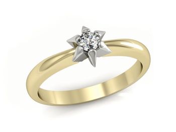 Złoty Pierścionek zaręczynowy z brylantem - p16032zb - 1
