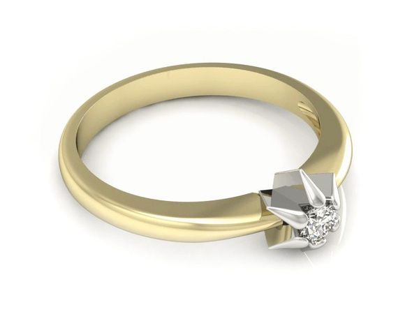 Złoty Pierścionek zaręczynowy z brylantem - p16032zb