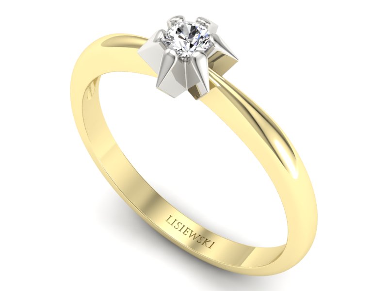 Złoty pierścionek zaręczynowy z brylantem - p16032zb — zdjęcie 3