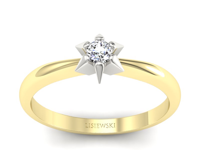 Pierścionek z diamentem żółte i białe złoto - p16032zb_Vs