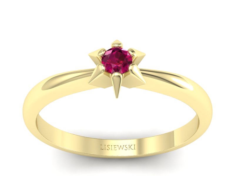 Złoty pierścionek z rubinem żółte złoto - p16032zr