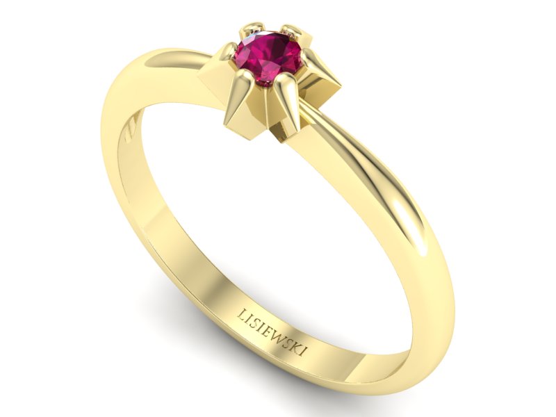Złoty pierścionek z rubinem żółte złoto - p16032zr — zdjęcie 3
