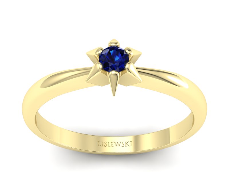 Złoty pierścionek z szafirem żółte złoto - p16032zsz