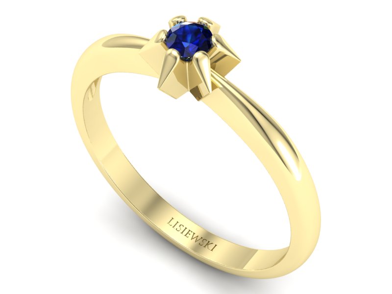 Złoty pierścionek z szafirem żółte złoto - p16032zsz — zdjęcie 3