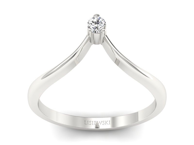 Złoty pierścionek z brylantem białe złoto - p16033b