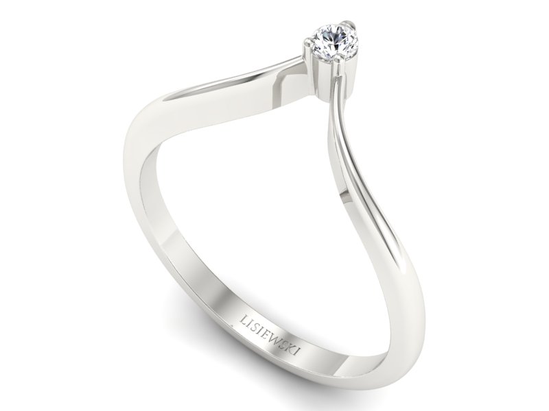 Złoty pierścionek z brylantem białe złoto - p16033b — zdjęcie 3