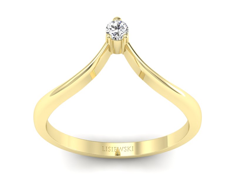 Złoty pierścionek z brylantem żółte złoto - p16033z