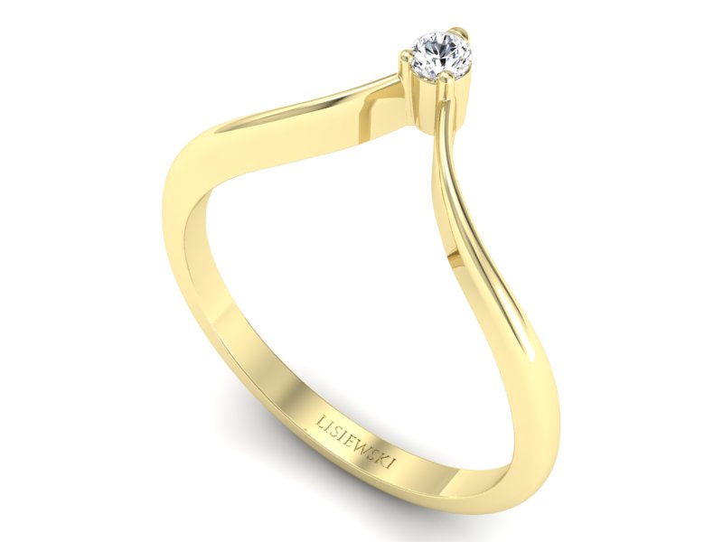 Złoty pierścionek z brylantem żółte złoto - p16033z — zdjęcie 3