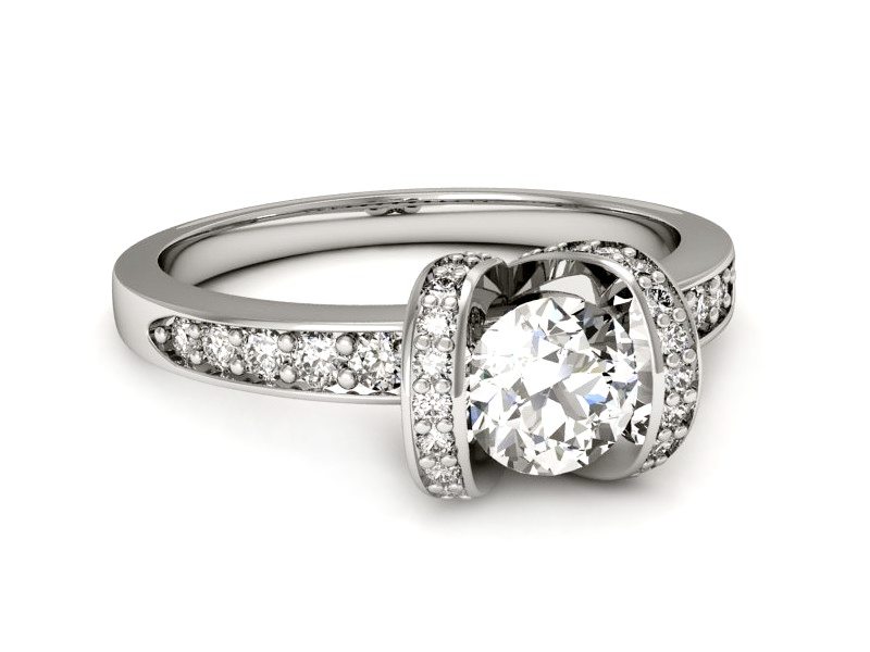 Pierścionek zaręczynowy z brylantami białe złoto - p16034b — zdjęcie 5