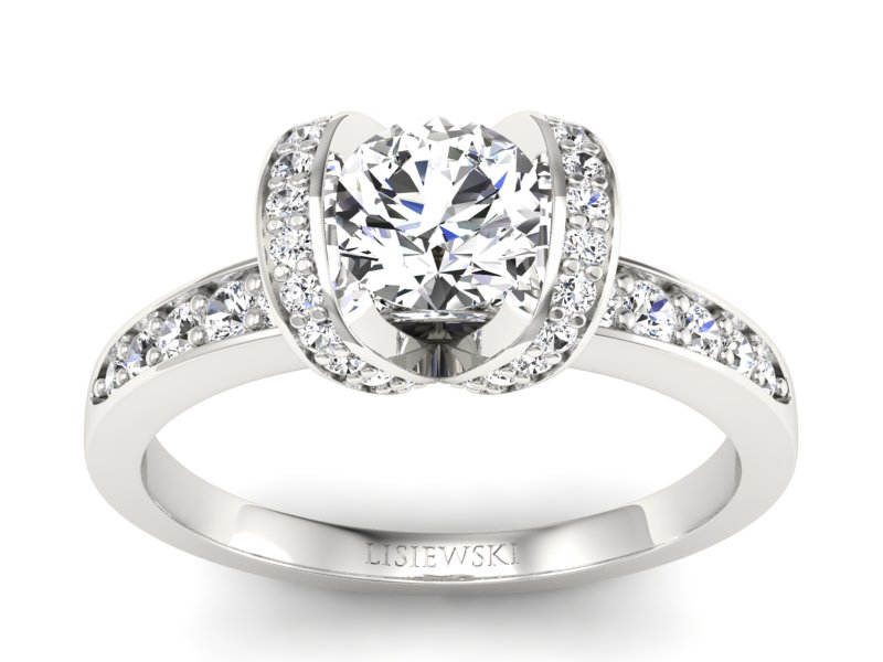 Pierścionek zaręczynowy z brylantami białe złoto - p16034b