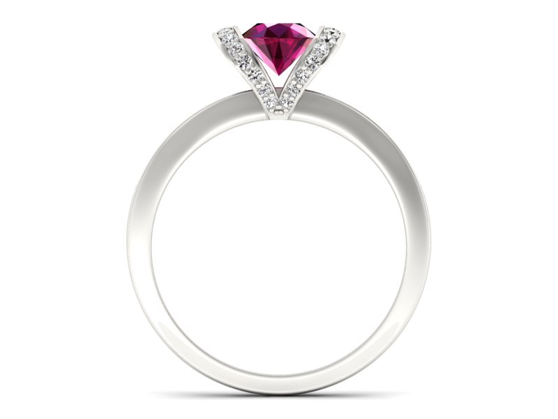 Pierścionek z rubinem i brylantami białe złoto - p16034br — zdjęcie 2