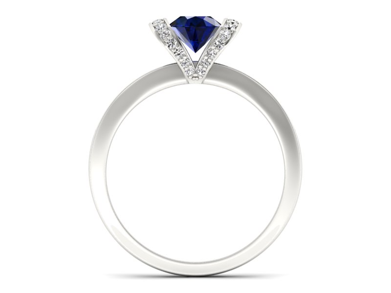 Pierścionek z szafirem i brylantami białe złoto - p16034bsz — zdjęcie 2