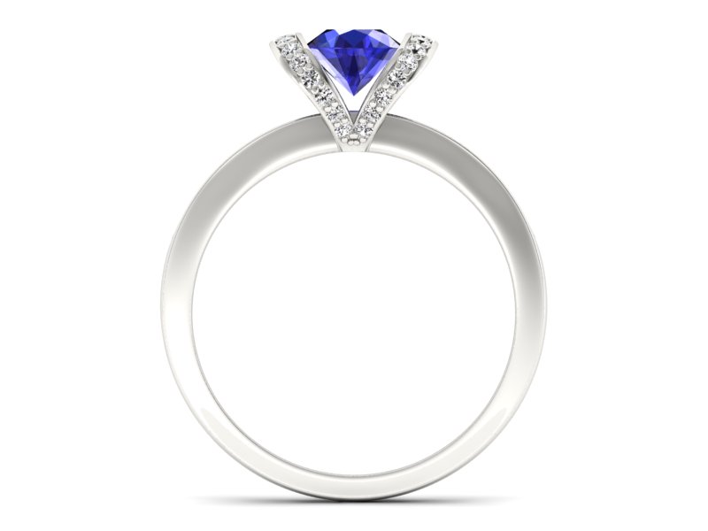 Pierścionek z szafirem i brylantami białe złoto - p16034bszc — zdjęcie 2