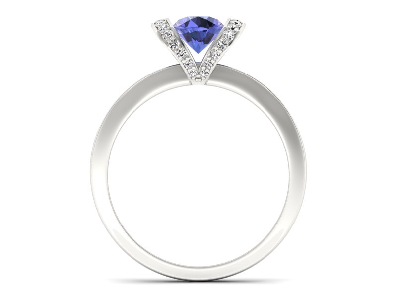 Pierścionek z tanzanitem białe złoto z brylantami - p16034bt — zdjęcie 2