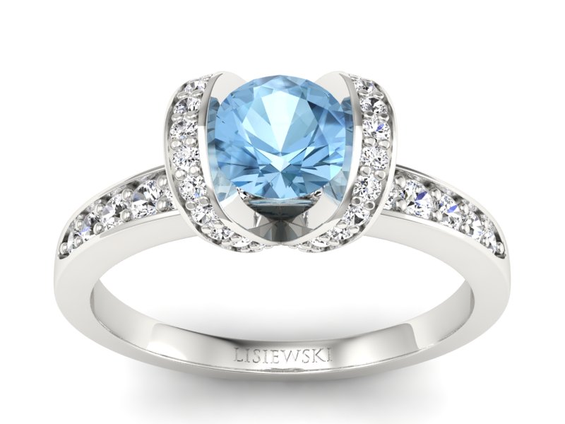 Złoty pierścionek z topazem i brylantami - p16034btp