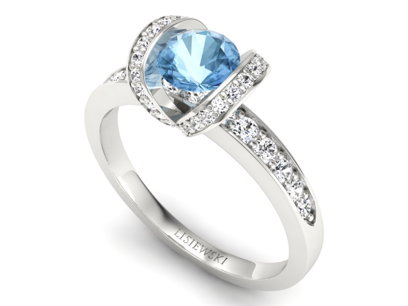 Złoty pierścionek z topazem i brylantami - p16034btp — zdjęcie 3