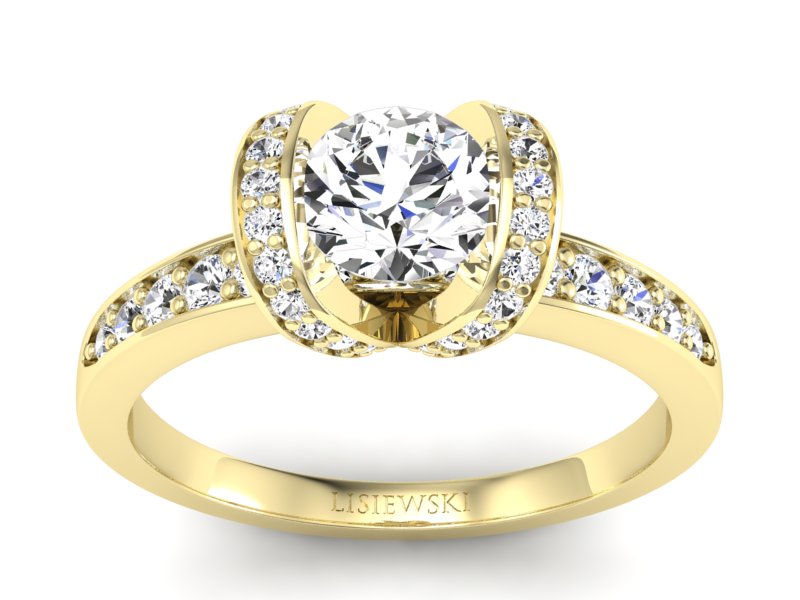 Złoty pierścionek z brylantami żółte złoto - p16034z