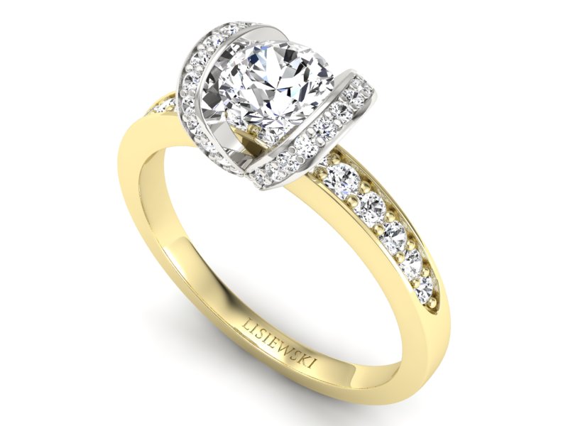 Pierścionek zaręczynowy z brylantami - p16034zb — zdjęcie 3