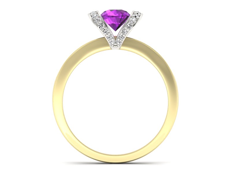 Pierścionek ametyst brylanty żółte białe złoto - p16034zbat — zdjęcie 2