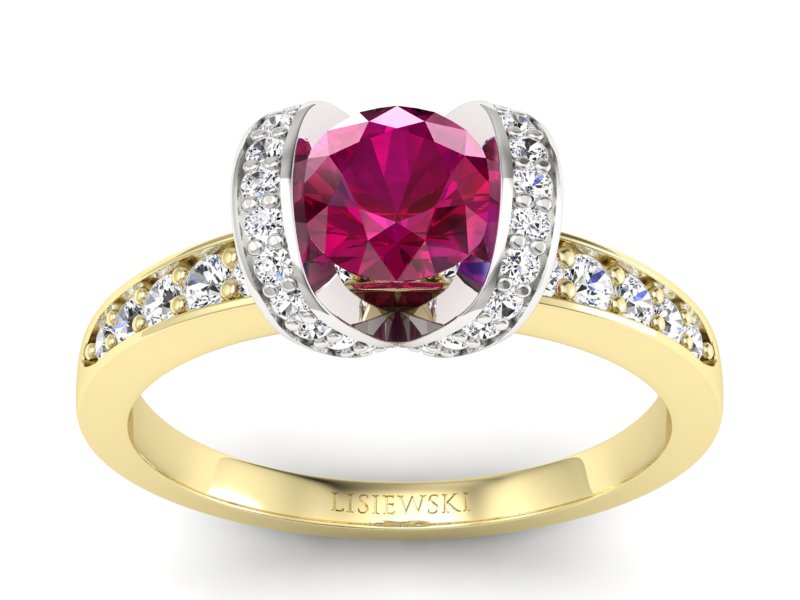 Pierścionek z rubinem i diamentami - p16034zbr