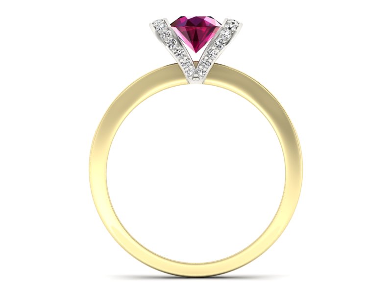 Pierścionek z rubinem i diamentami - p16034zbr — zdjęcie 2