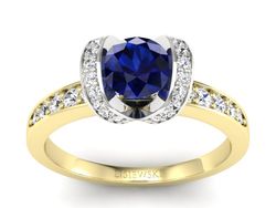 Pierścionek szafir i diamenty białe żółte złoto - p16034zbsz