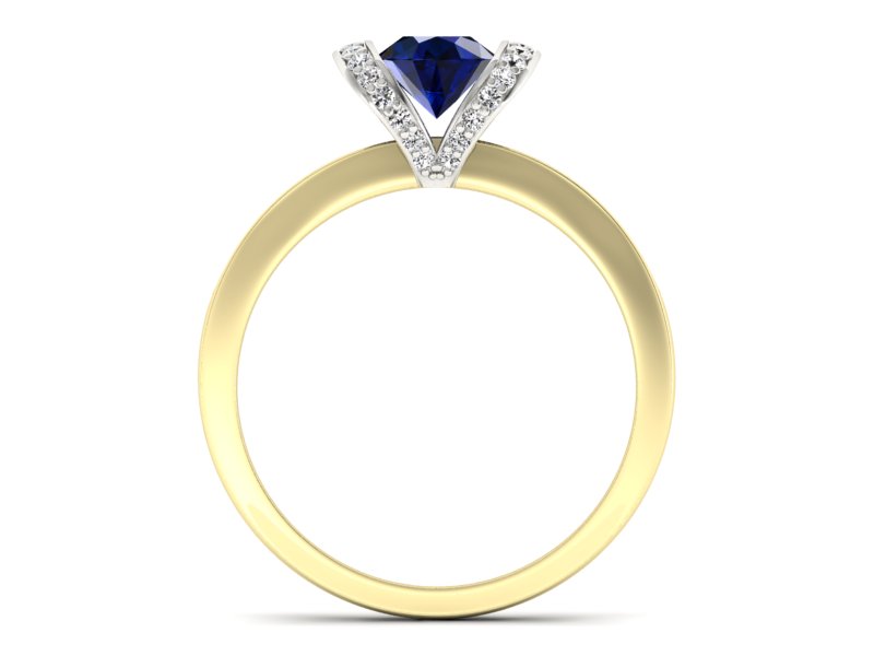 Pierścionek szafir i diamenty białe żółte złoto - p16034zbsz — zdjęcie 2