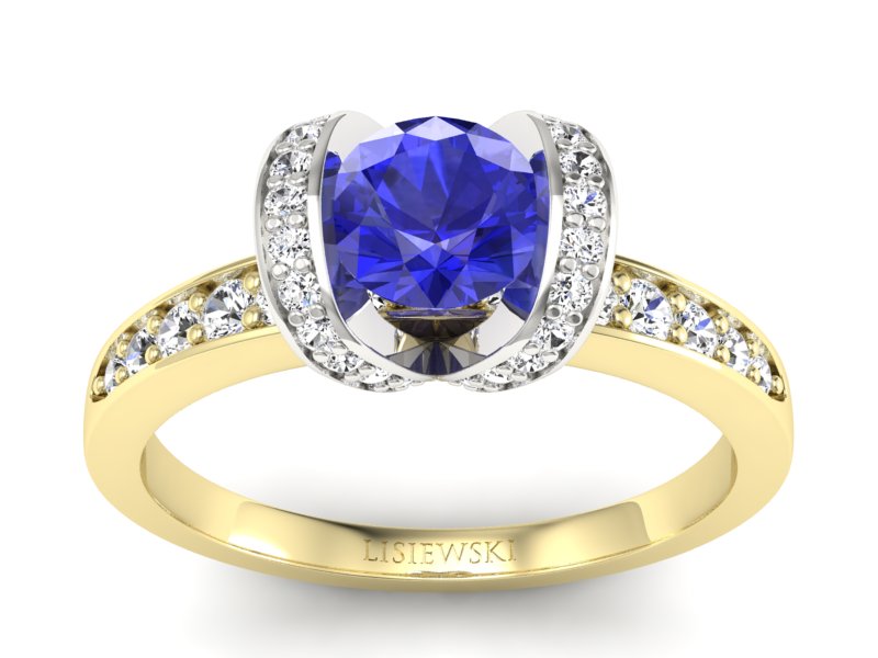 Pierścionek z szafirem i diamentami - p16034zbszc