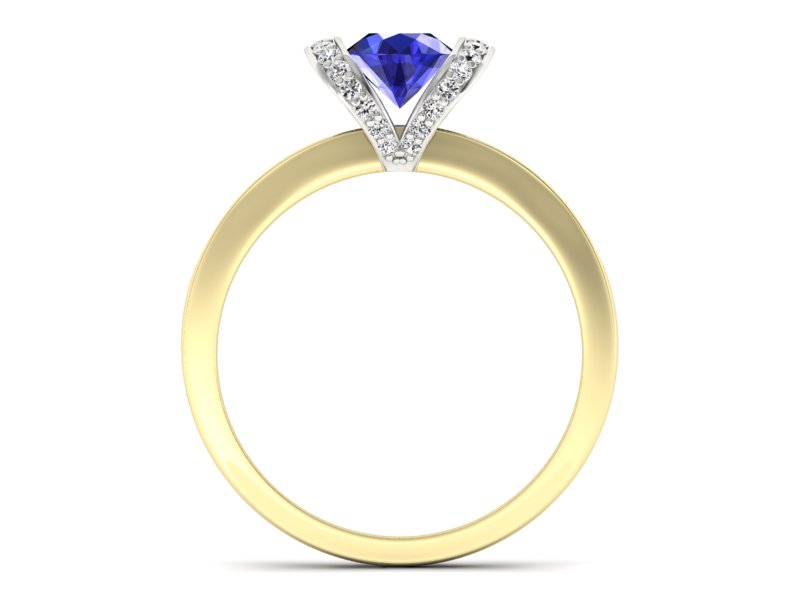 Pierścionek z szafirem i diamentami - p16034zbszc — zdjęcie 2