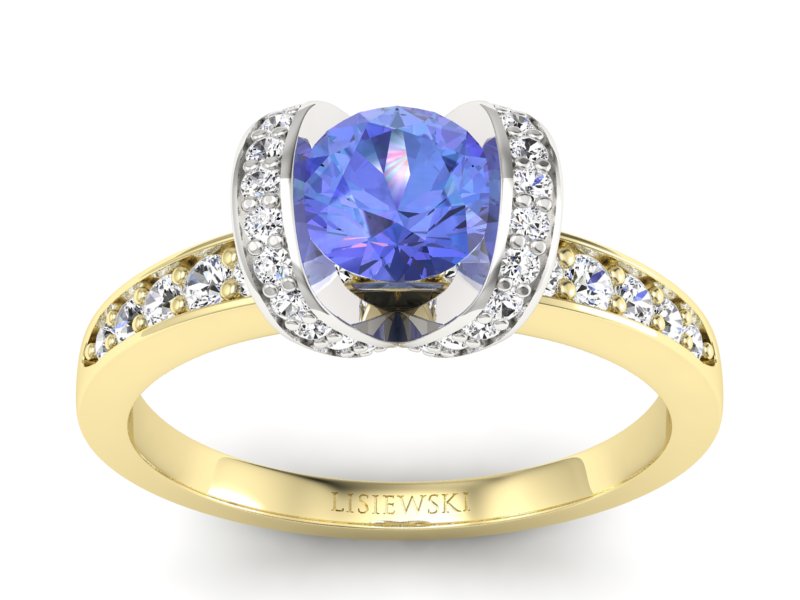 Pierścionek z tanzanitem i brylantami - p16034zbt